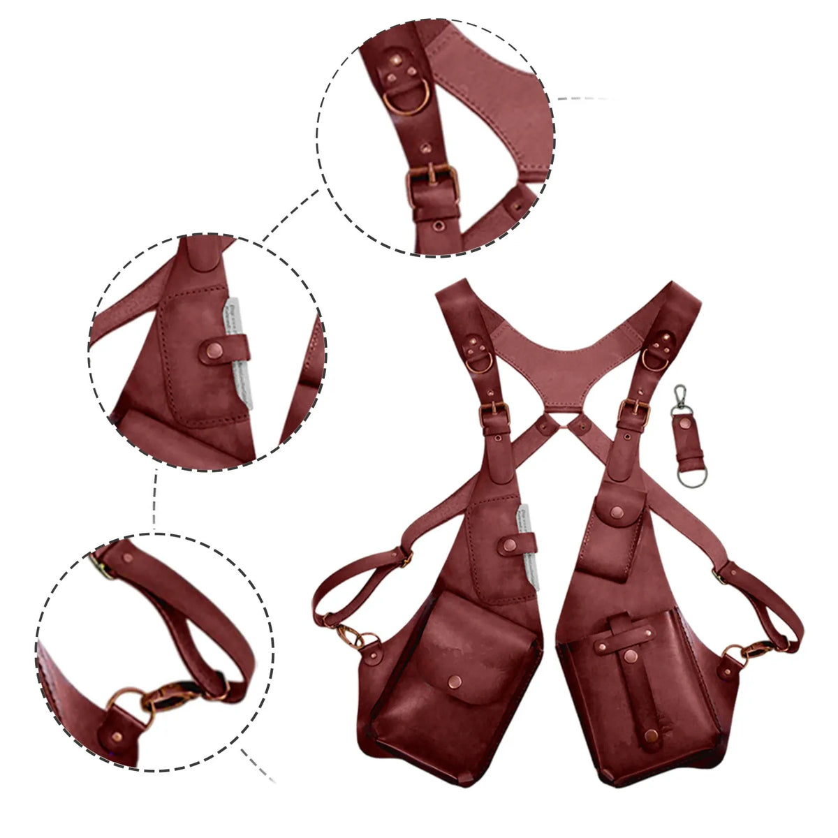 Medieval Leather Sling Holster Bag Invisible Anti-theft Jacket Vest Motorcycle Style Halloween Role Playing Festival Bag Unisex