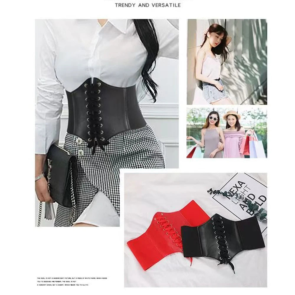 Women's Corset Body Shapewear Sexy Wide Leather Belt Cummerbunds Strap Belts for Women High Waist Slimming Corsets and Bustiers