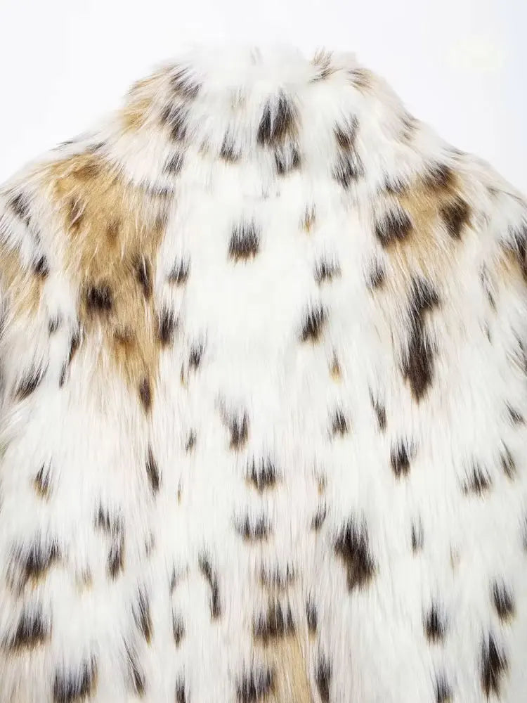 Women's Thick Warm Faux Fur Jacket Coat, Lapel Collar, Long Sleeve, Button-up, Female Outerwear, Chic Tops, Fashion