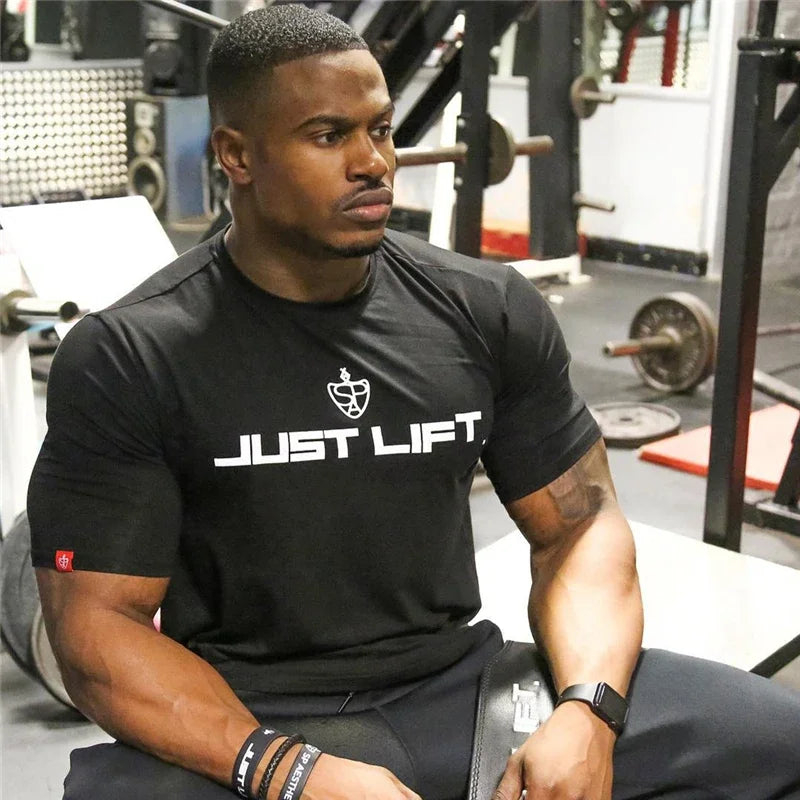 Baumwolle Herren Sport T-Shirt Kurzarm Laufshirt Training Fitness Rundhals Casual Designer Style Hochwertige