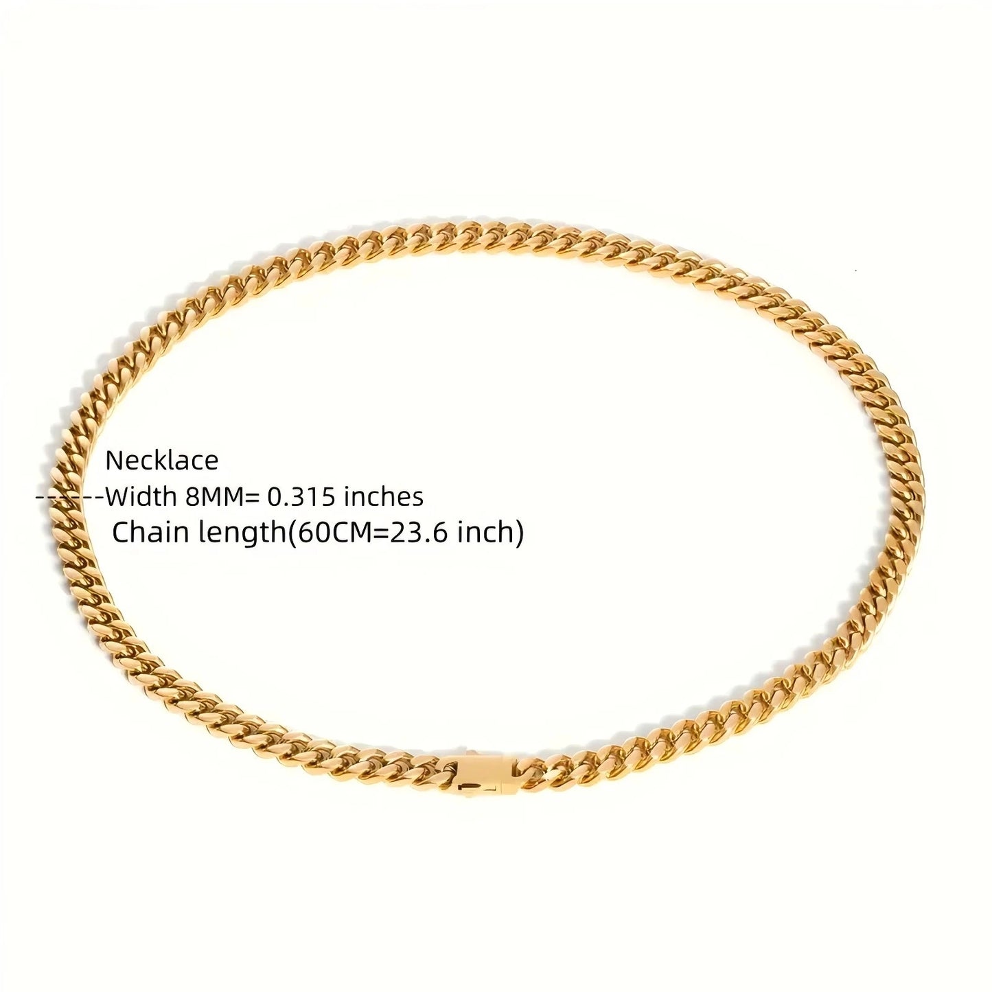 Stainless steel, 12mm gold-plated, necklace and hip-hop bracelet kit from the Cuban chain in Miami, gifts for men and women