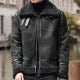 Men Leather Jacket Winter Faux Fur Collar Windproof Warm Clothing Fashion Solid Slim Korean Style Leather Coat Fleece Jacket