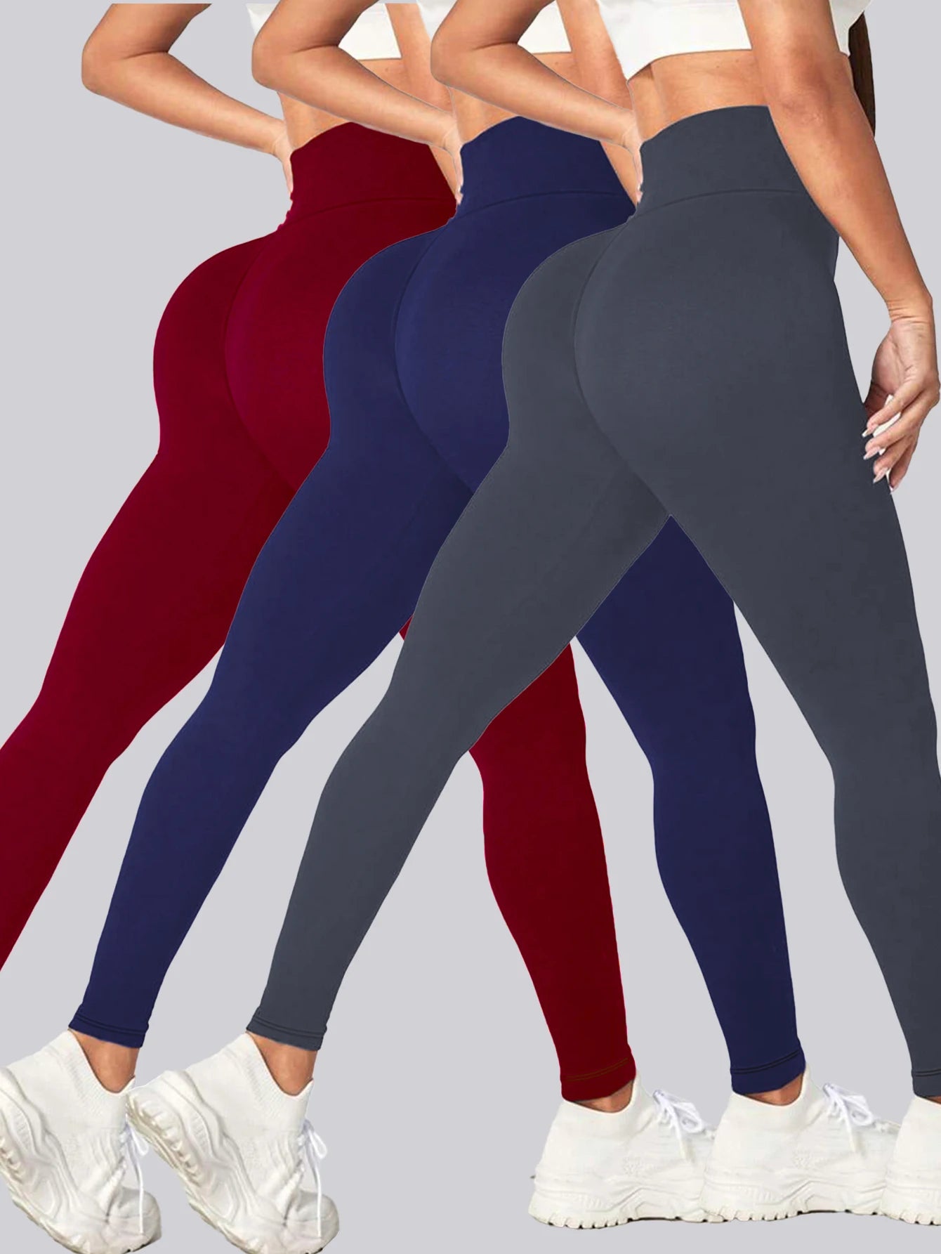Women's Yoga Leggings solid color High waisted slim fit Hip Lifting stretch leggings quick drying breathable fitness sport pants