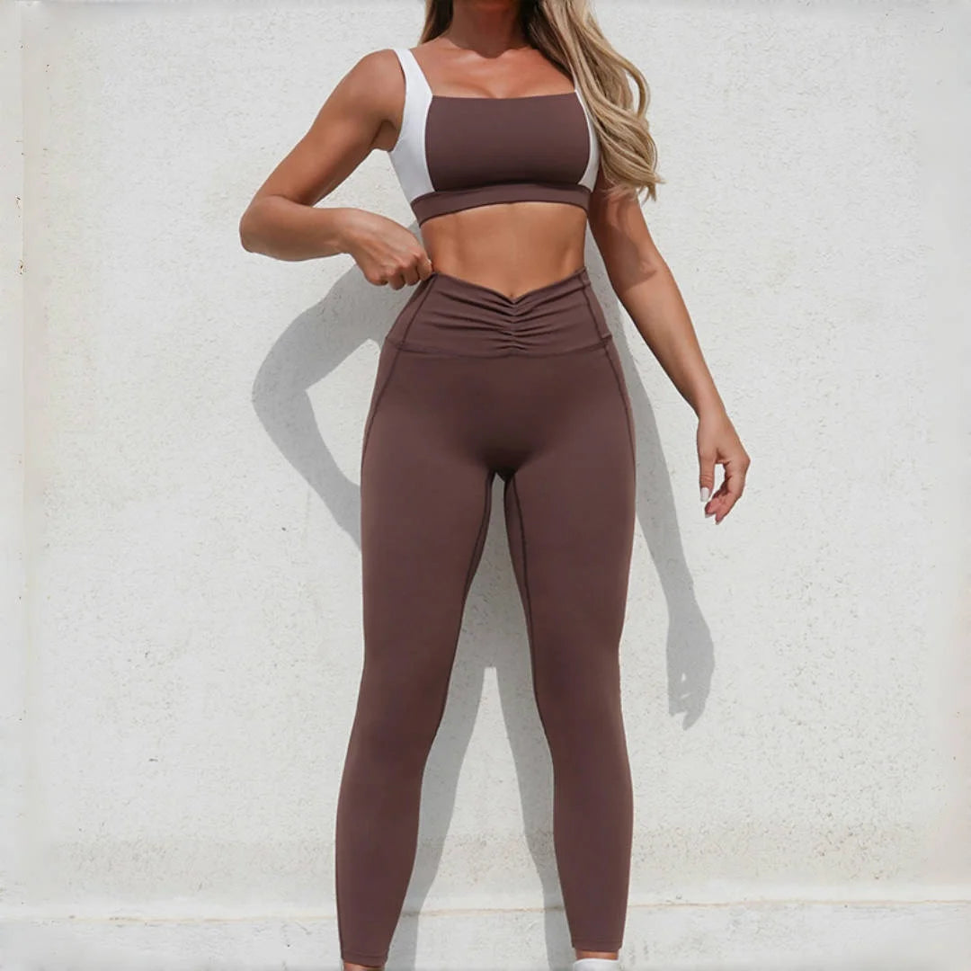 Yoga Sets Fitness Sports High Waist Peach Hip Backless Leggings Sports Bra Women's Tight Quick Dry Running Gym Short Skirt Set