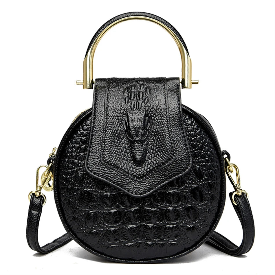Luxury Designer Circle Crocodile Pattern Female Hand Bags Brand Leather Ladies Handbags Purses Fashion Small Women Shoulder Bag