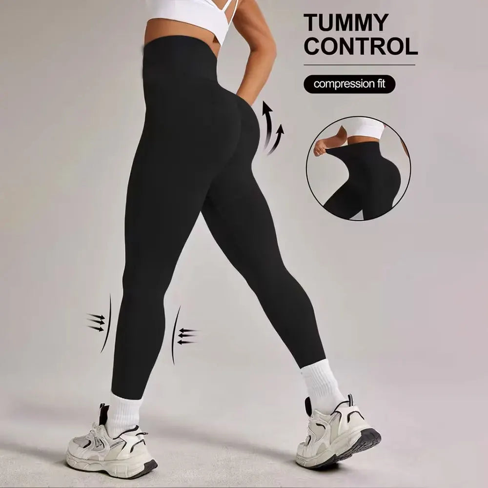 Seamless Nude Yoga Pants High Waisted Sports Tight Legging Quick Drying Stretch Fabric Yoga Pants Running Pilates 9 Inch Trouser