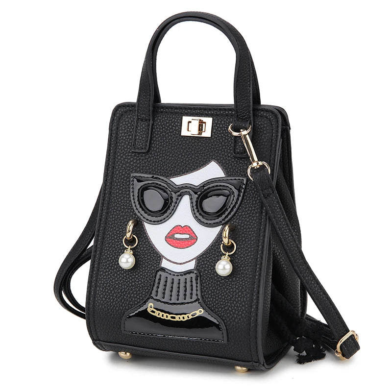 Novelty Lady Face Crossbody Bag for Women Fashion Purses and Handbags Designer Shoulder Bag Party Clutch Bat Bag Casual Totes