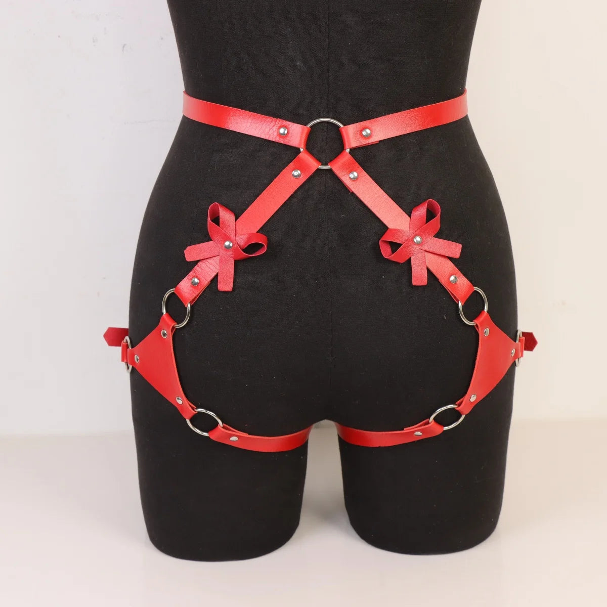 Punk Leather Thigh Straps,Punk Leather Thigh Harness,Red Waist Chain Belt for Gothic Nightclub