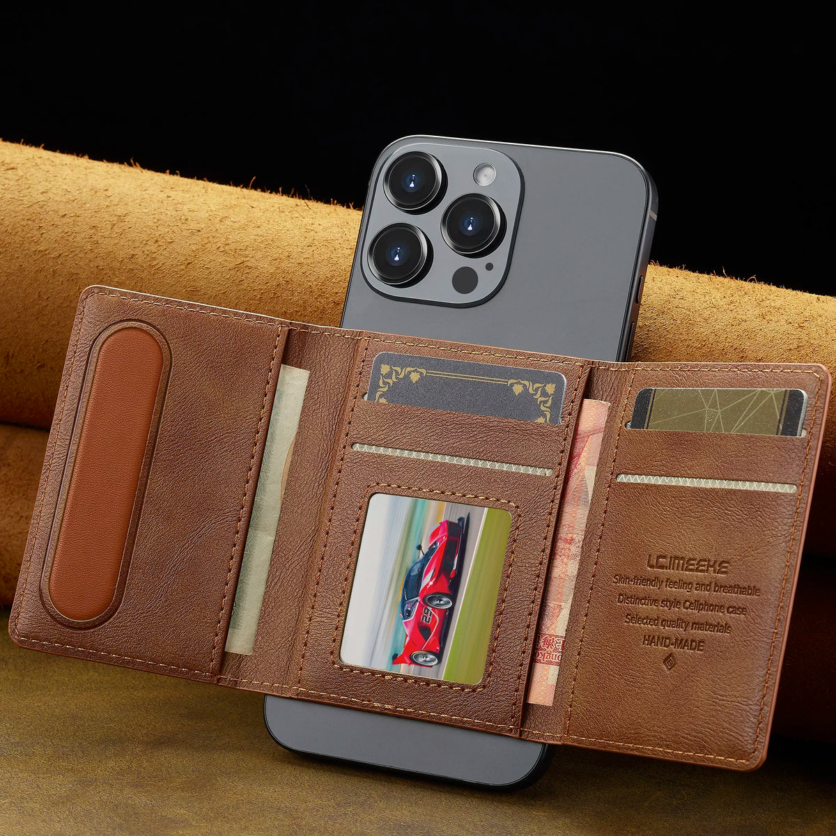 Magnetic Card Solt Bag for iPhone Samsung Google Xiaomi Magsafe Functions Card Holder Wallet PU Leather Men Slim Purses Pocket
