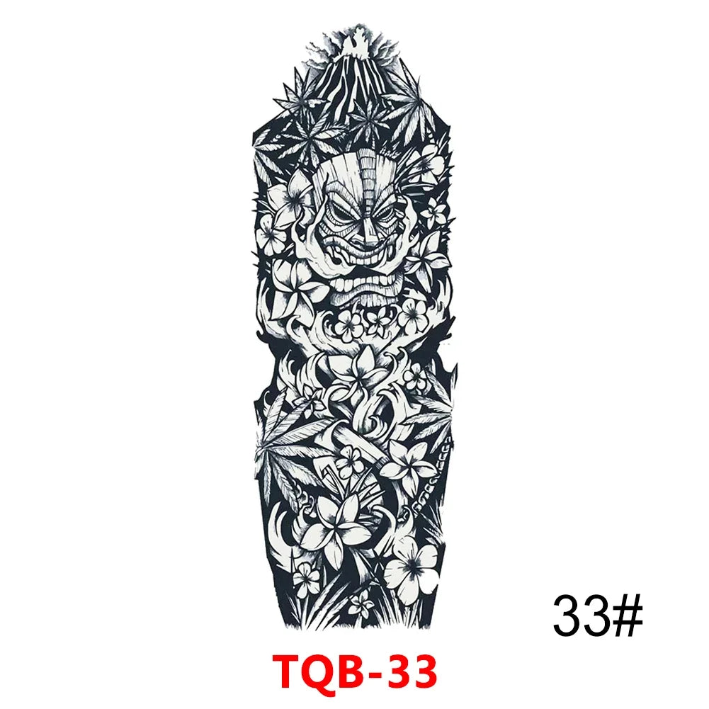 Waterproof Temporary Tattoo Sticker Full Arm Large Skull Old School Tatoo Stickers Flash Fake Tattoos for Men Women