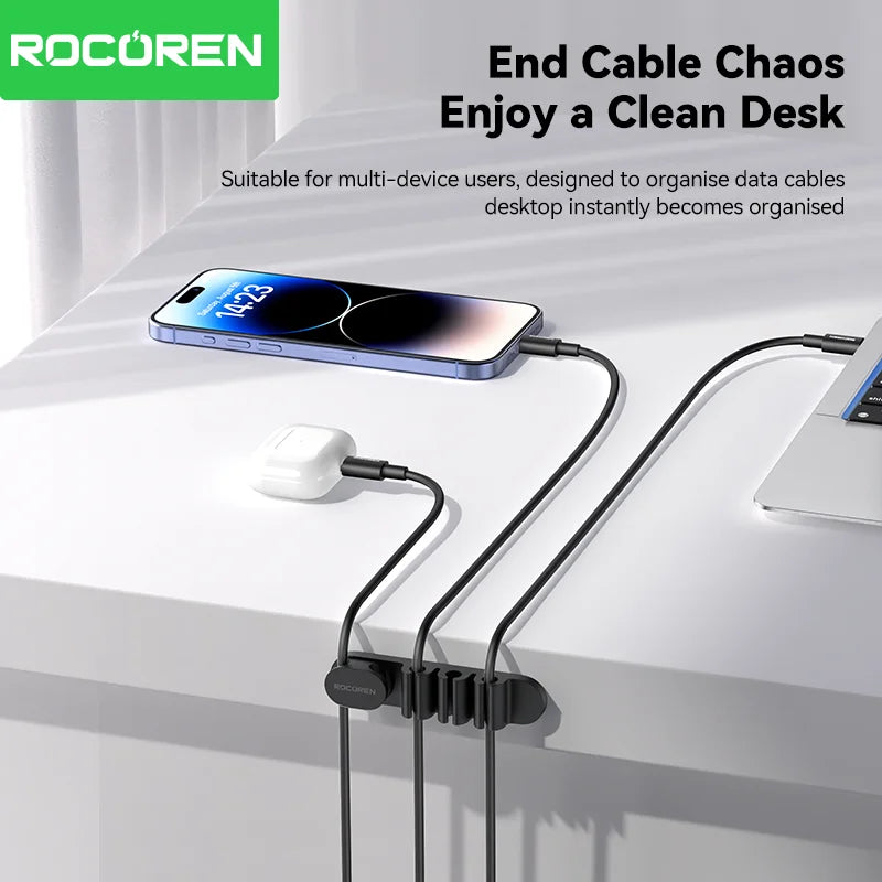 Organizer Silicone 5 Hole Cables Winder Flexible Wire Management Clips For Cable ClearanceCordProtector For Charger