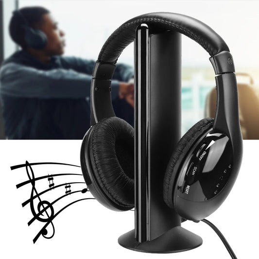 5 in 1 FM Wireless Headset Built‑in Microphone Earphone Headset with Charging Stand Wireless Earphone Wireless Headset Headset