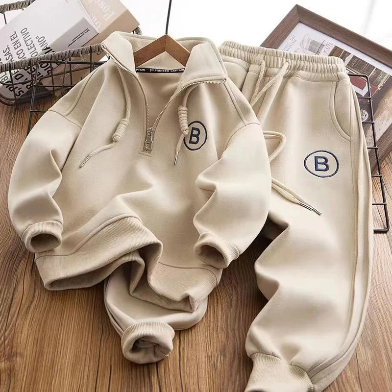 Herbst Winter Jungen Kleidung Set Einfarbig Buchstaben Muster Pullover + Hosen 2Pcs Für 4-14 Jahre Kinder Casual Schöne Sport Anzug