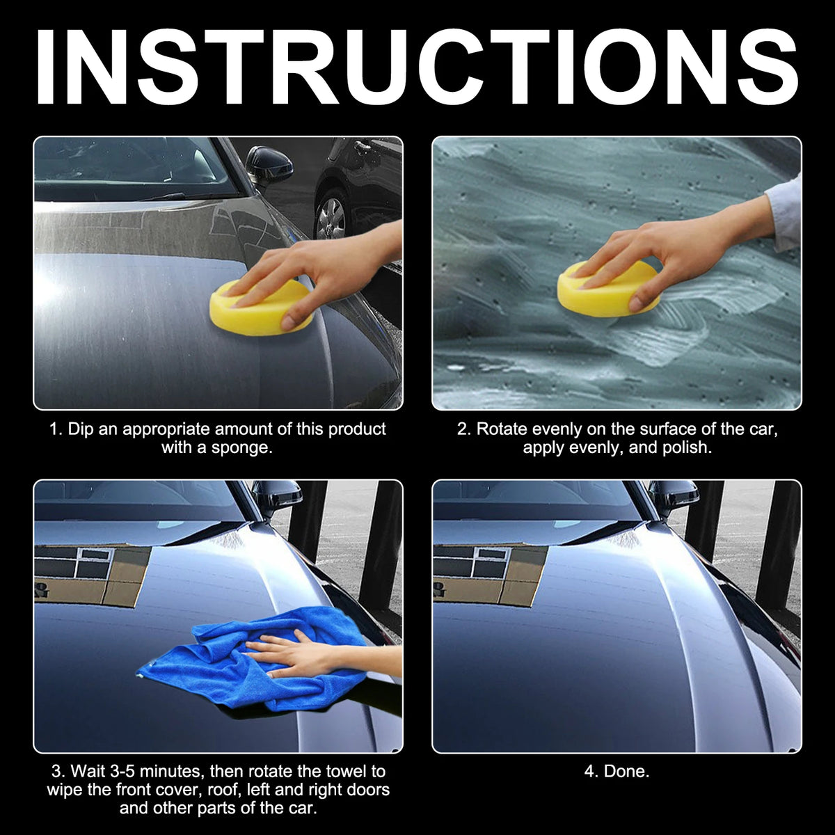 Car Nano Ceramic Coating Wax All-in-One Car Polish Scratch Removal Hydrophobic Sealant for Deep Gloss & Long Lasting Protection
