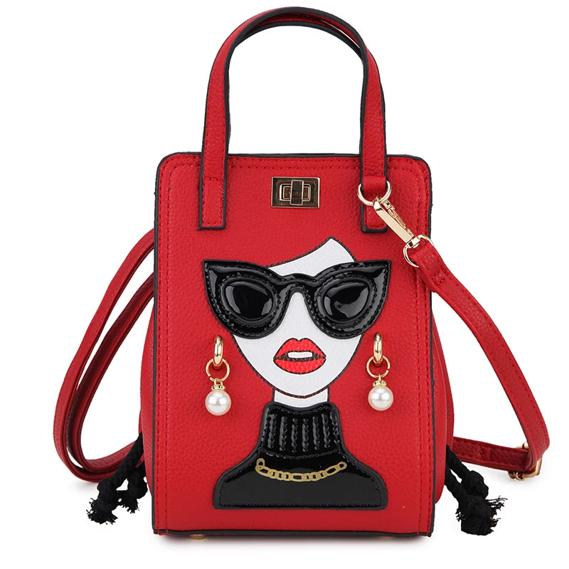 Novelty Lady Face Crossbody Bag for Women Fashion Purses and Handbags Designer Shoulder Bag Party Clutch Bat Bag Casual Totes