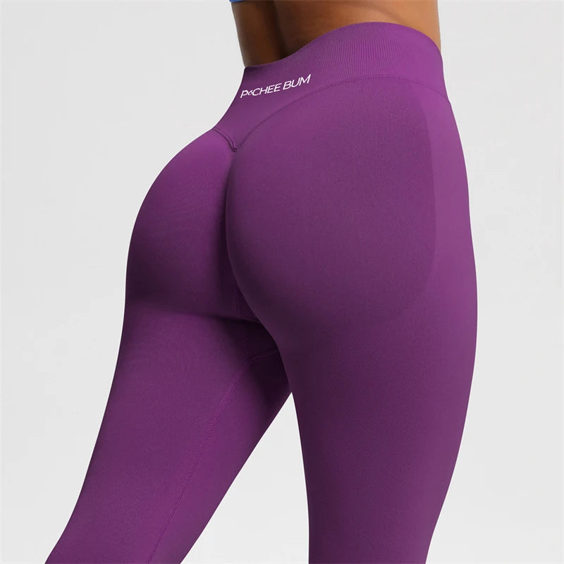 Bum Shaping Leggings Women Seamless Sports Yoga Pants Low Ribbed Band Gym clothes Fitness Workout Scrunch Butt Tight