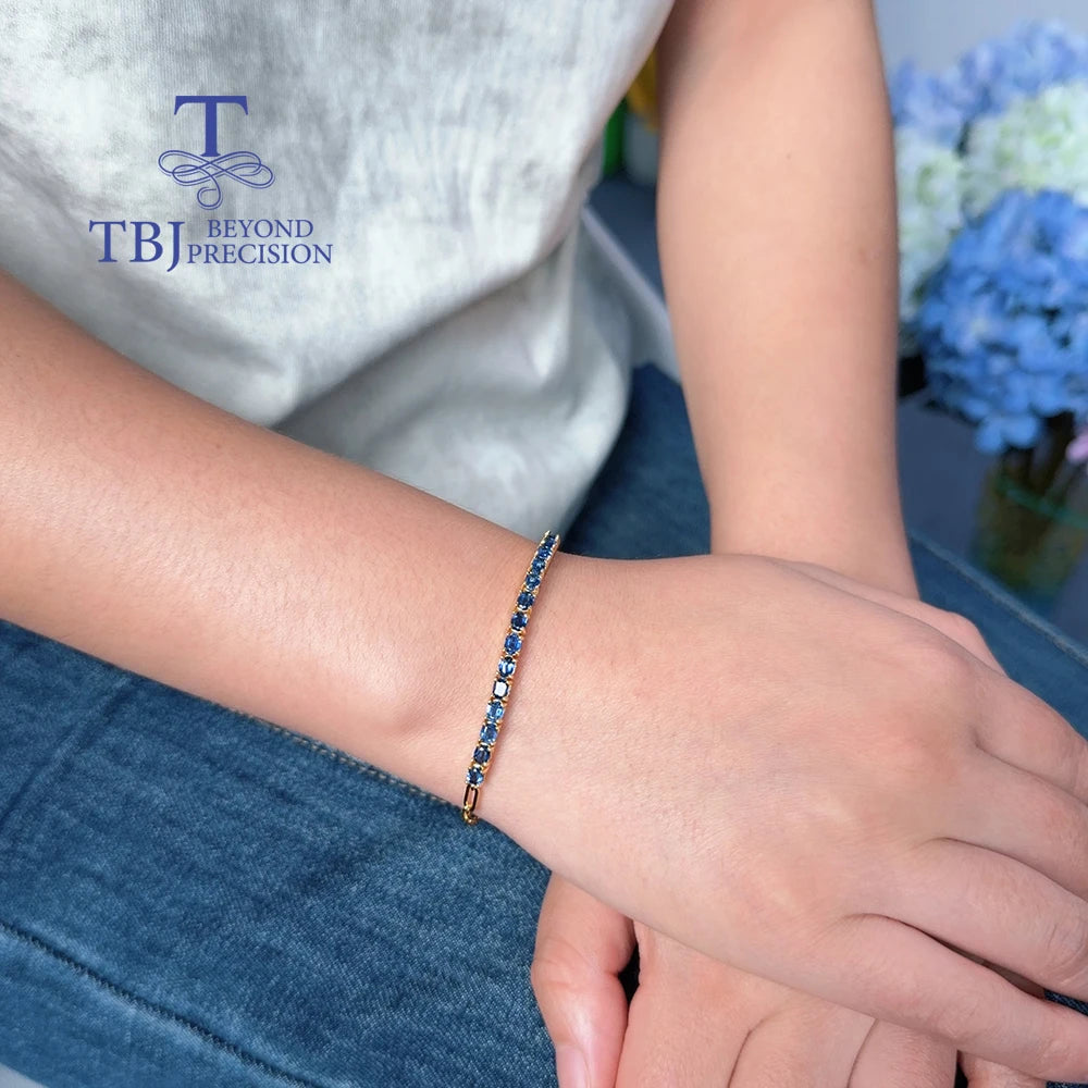Simple design 925 sterling silver bracelet Natural kyanite oval 3*4mm real blue gemstones fine jewelry for women's banquet gifts