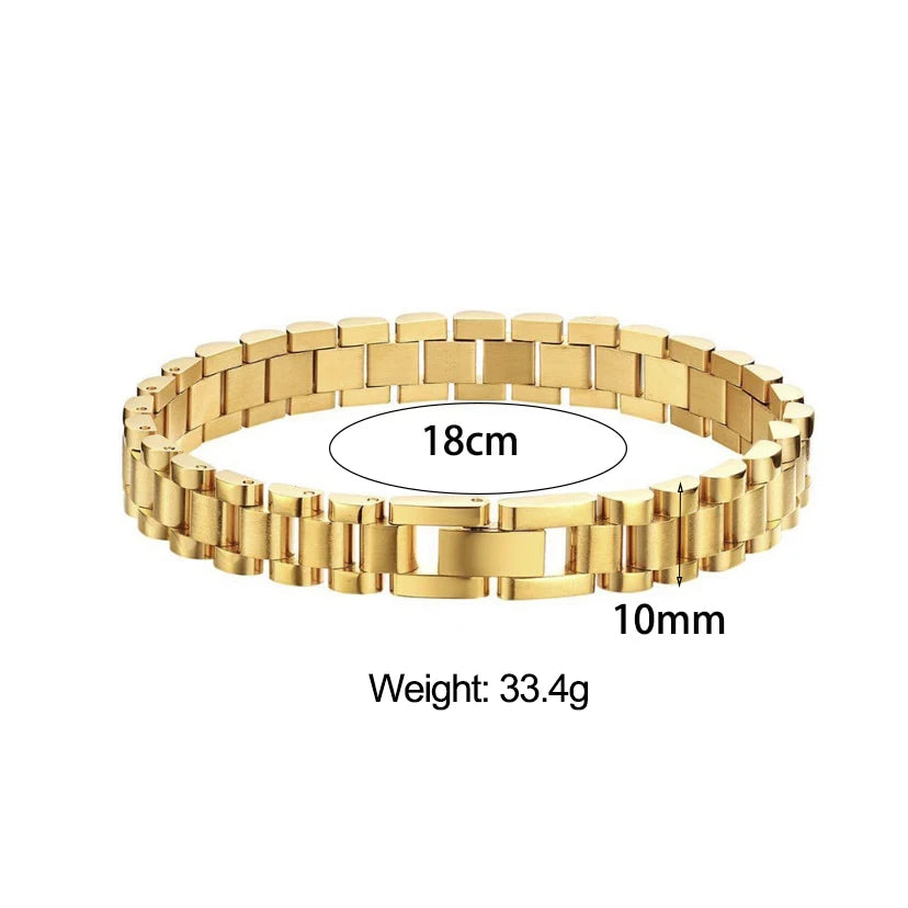 Miniamlist Men Bracelet Gold Jewelry Street Style Stainless Steel 316L 18k Gold Plated Cuban Chain Bracelets For Women