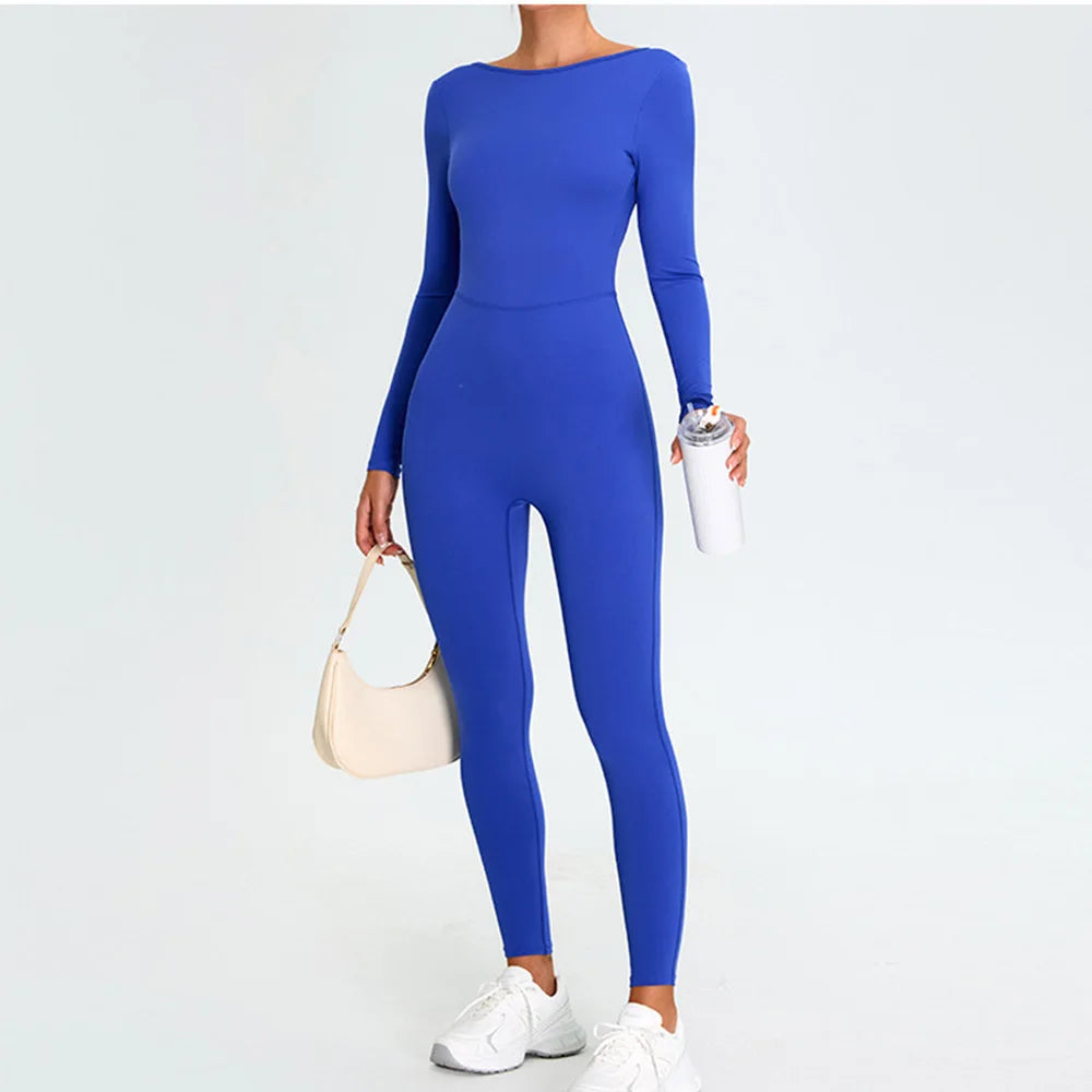 Fitness Rompers Women Gym Set Training Yoga Suit Sportswear Women Sports Jumpsuit Long Sleeved Stretch Push Up Workout Bodysuits