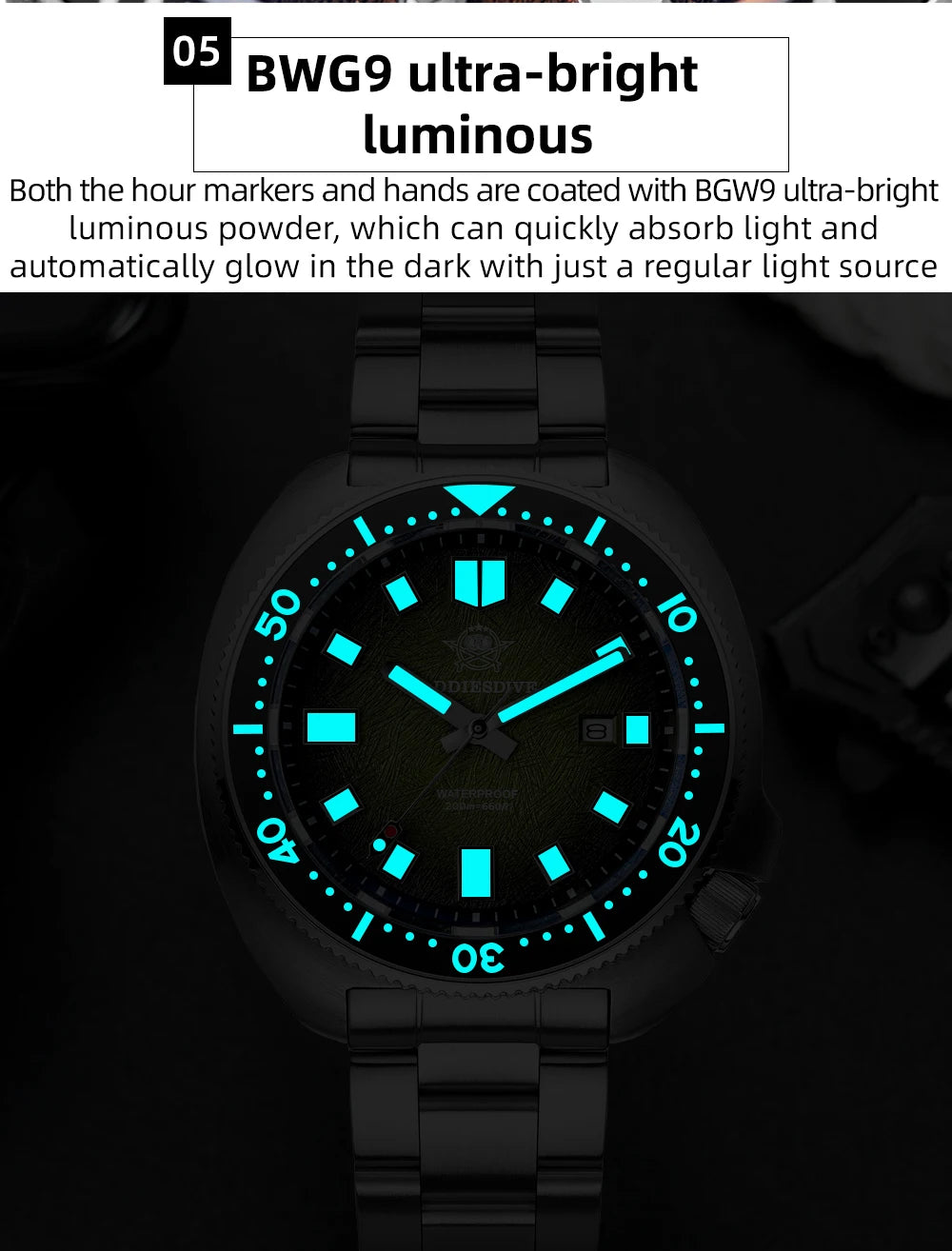 ADDIESDIVE AD2511 Watch For Men Sapphire Glass BGW9 Super Luminous 20Bar Waterproof Relogio Masculino Quartz Watch reloj hombre