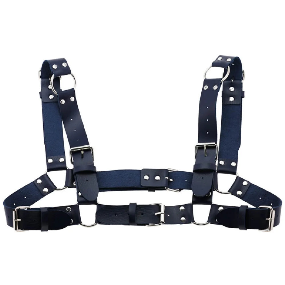 Decopunk Women Men Sexy Punk Chest Harness Adjustable Caged Metal Body Chain PU Leather Choker Statement Necklace Party Clubwear