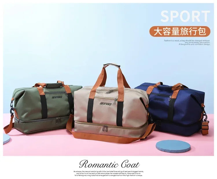 Mode Gym Fitness Taschen für Frauen Große Kapazität Herren Sporttasche Wasserdichte Wochenend Reise Weibliche Messenger Bag Trocken Und Nass