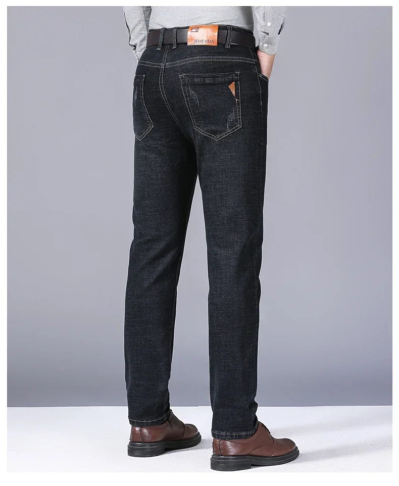 Men Fashion Straight Jeans Men New Stretch Slim Fit Pants Comfortable Soft Business Denim Trousers Male Brand Clothing