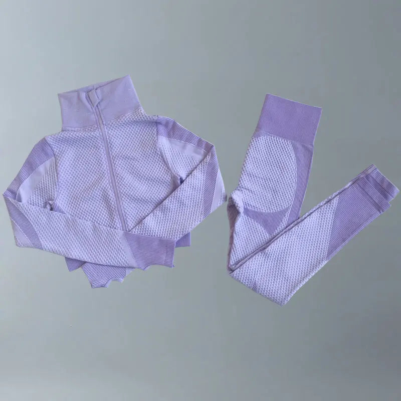 Yoga Suits Women Fitness Wear Gym Set Sports Outfits Training Exercise Workout Pants Long Sleeve Crop Top Bra Womens Tracksuits