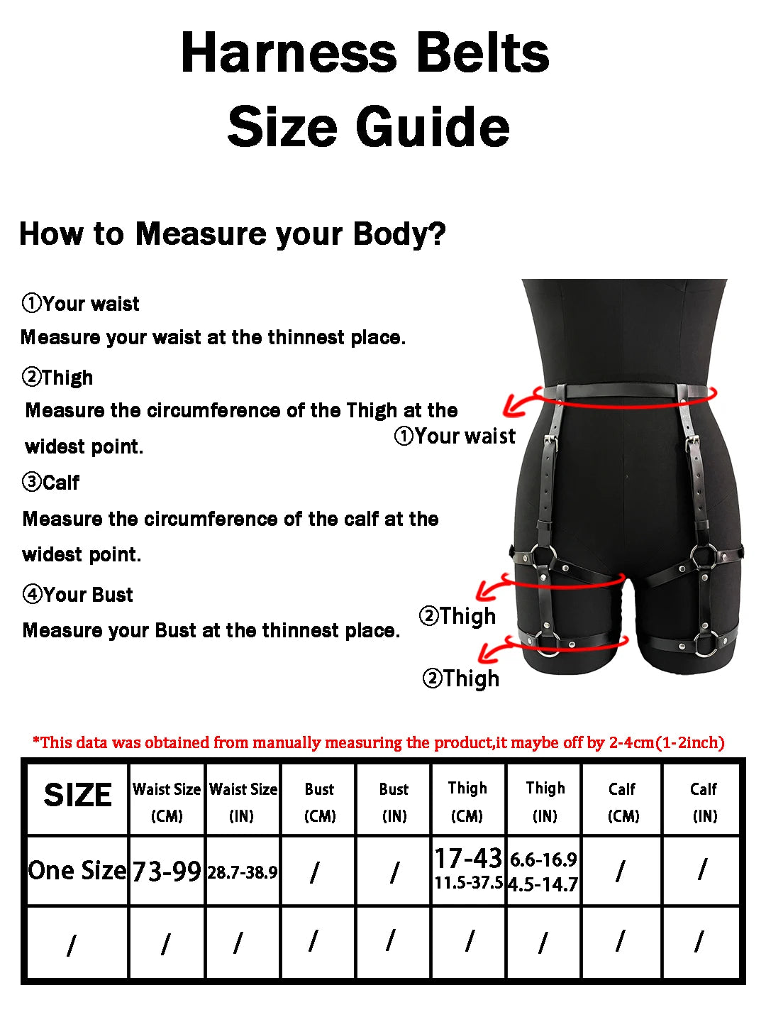 Fashionable Women's Pu Leather Leg Harness Body Harness Breast Punk Gothic Leg Garter Belts Gothic Waist Belt Clothing Accessor