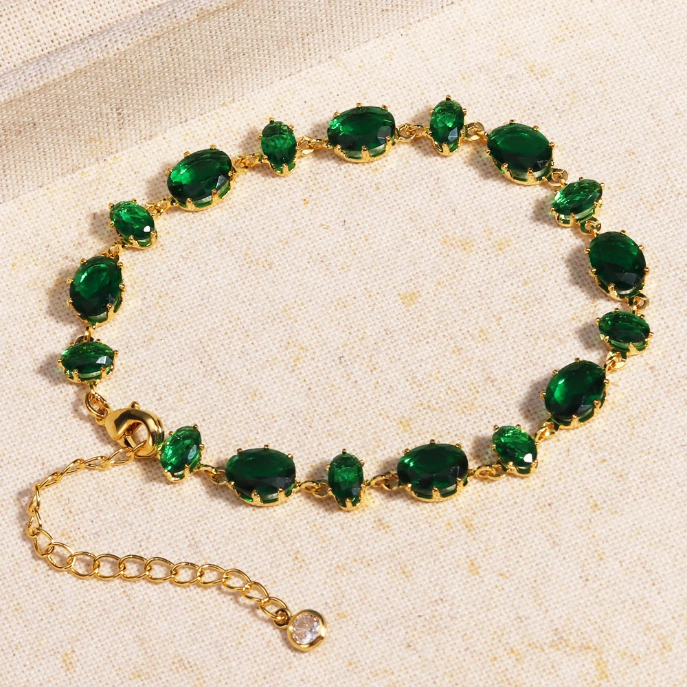 Mix Style Green Micro-inlaid Zircon Tennis Bracelet for Women ew Men Bracelet Homme Jewelry