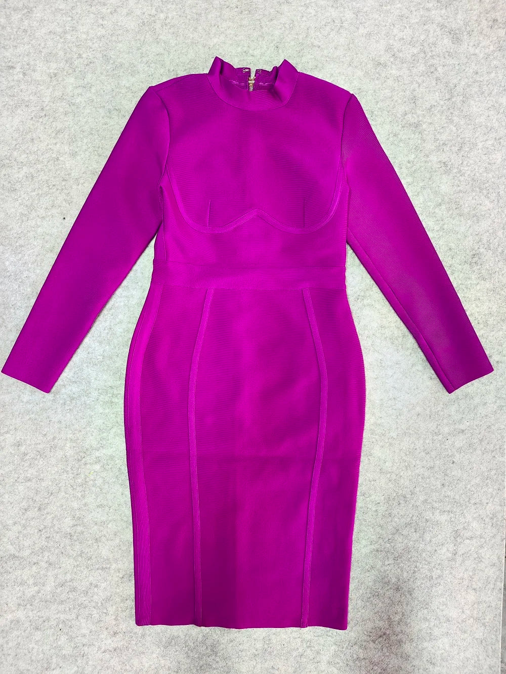 BEAUKEY Winter Long Sleeve High Quality Purple Bandage Dress Office Lady Bodycon Dress  For Women Slim Runway Club XL