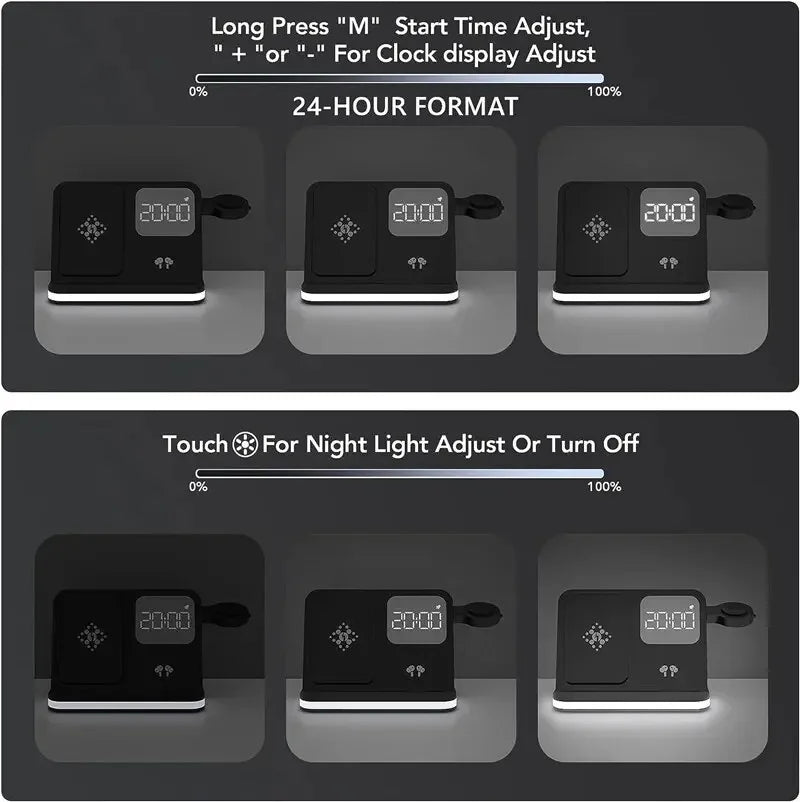 Wireless Charger Stand For iPhone 17-12 Samsung S25 S22 Ultra Fold Z Flip Galaxy Watch Active Buds Fast Charging Station Holder