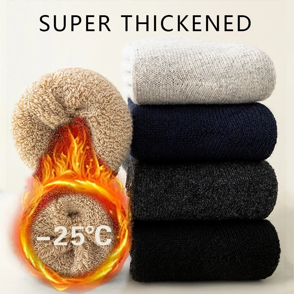 1 Pairs High Quality Men's Wool Socks Winter Thick Warm Snow Boots  Socks Outdoor Cold Resistant Frost Proof Super THick Socks