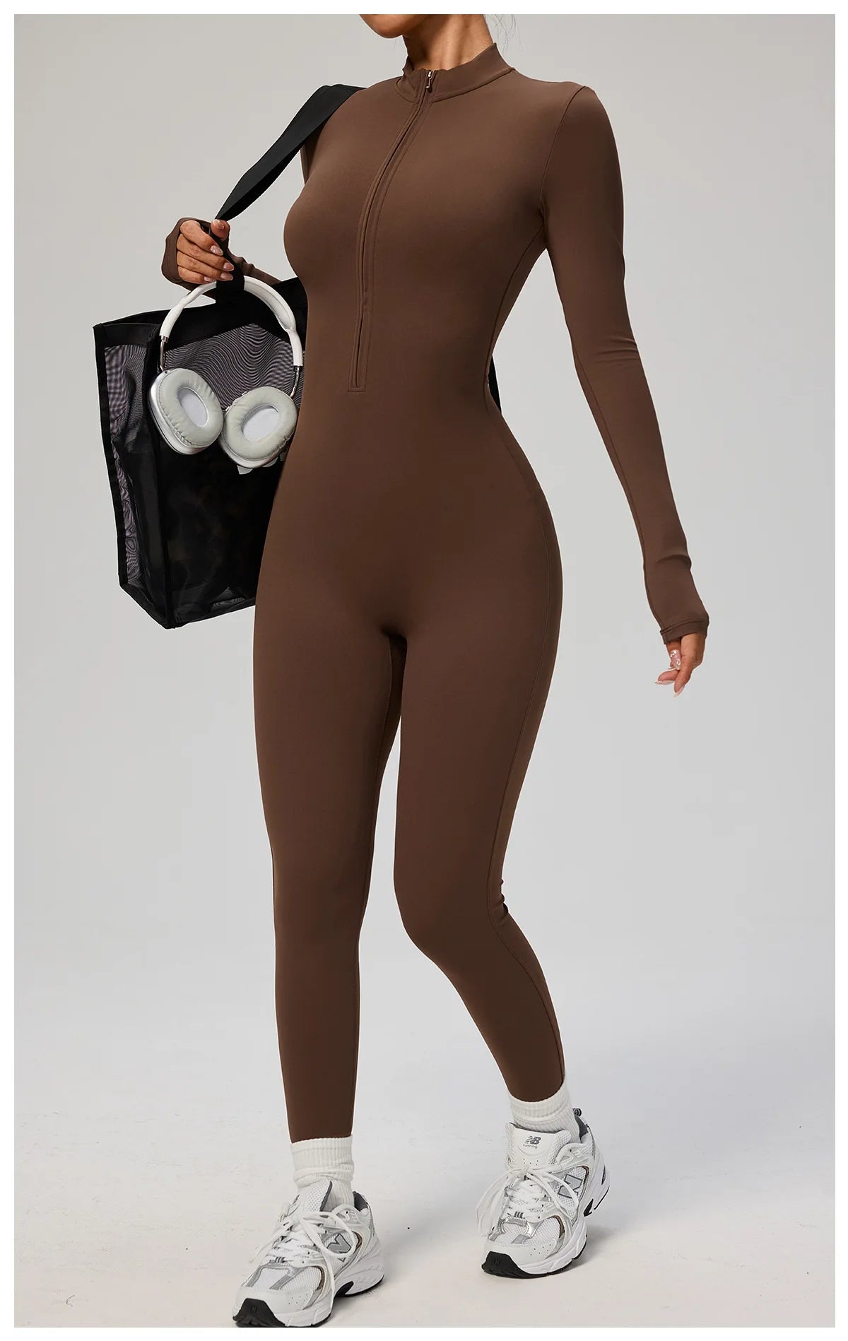 SOISOU Zipper Jumpsuit Women Quick Dry Clothing Sportswear Woman Gym Yoga Sport Sets Spandex Nylon Workout Sets Women Tracksuit