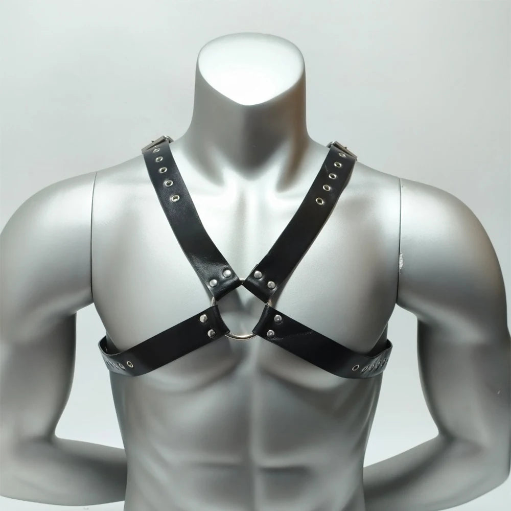 Men PU Leather Chest Harness Fashion Retro Body Belt Chest Accessories Straps Punk Rave Exotic Clothing Decorative Belt