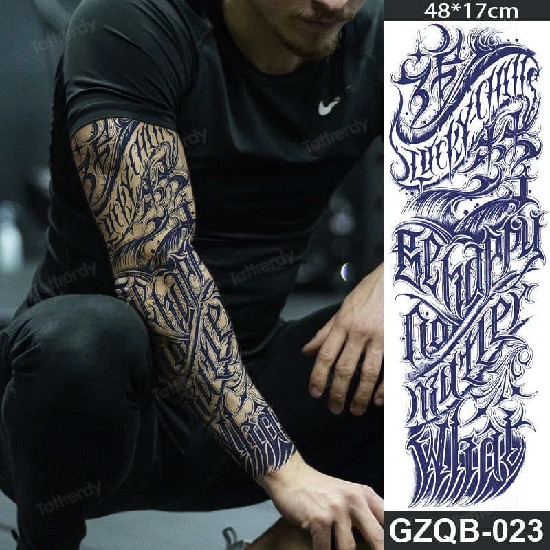 Full Arm Sleeve Temporary Tattoos Juice Ink Lasting Semi Permanent Body Art Sexy Large Fake Tattoo for Men Women Adult Beauty