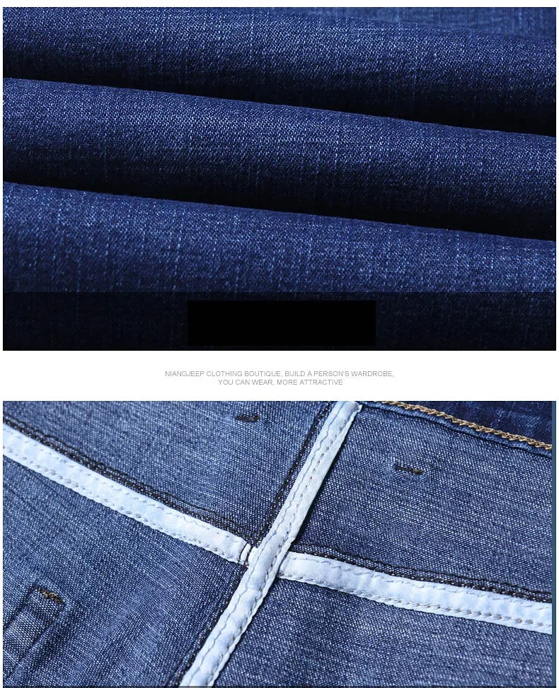 Men Fashion Straight Jeans Men New Stretch Slim Fit Pants Comfortable Soft Business Denim Trousers Male Brand Clothing