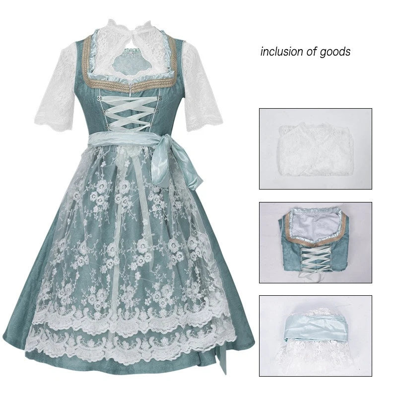 German Oktoberfest Dress for Women (Includes Lingerie and Apron),Halloween and Carnival Costume,Bavarian-Style Maid Outfit