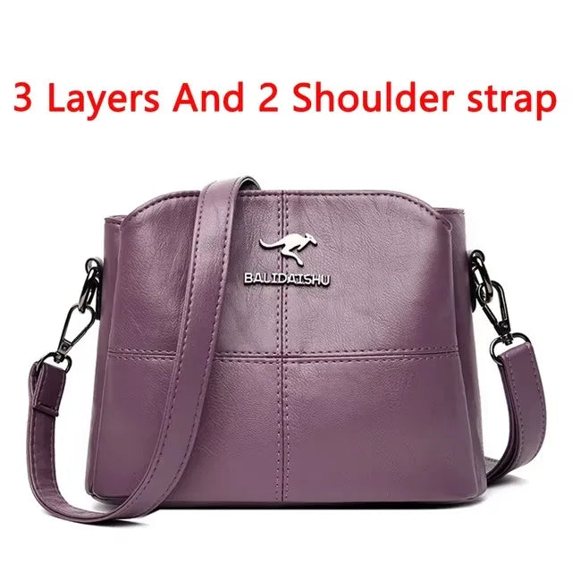 Casual Women Handbag Soft Leather Shoulder Crossbody Bags for Women New Fashion Print Ladies Messenger Tote Bag Sac A Main