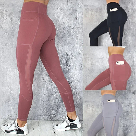 Sportbekleidung für Damen, Leggings mit Taschen, Yogahose, Fitness-Laufhose, dehnbare Sportbekleidung, Sporthose in Übergröße für Damen