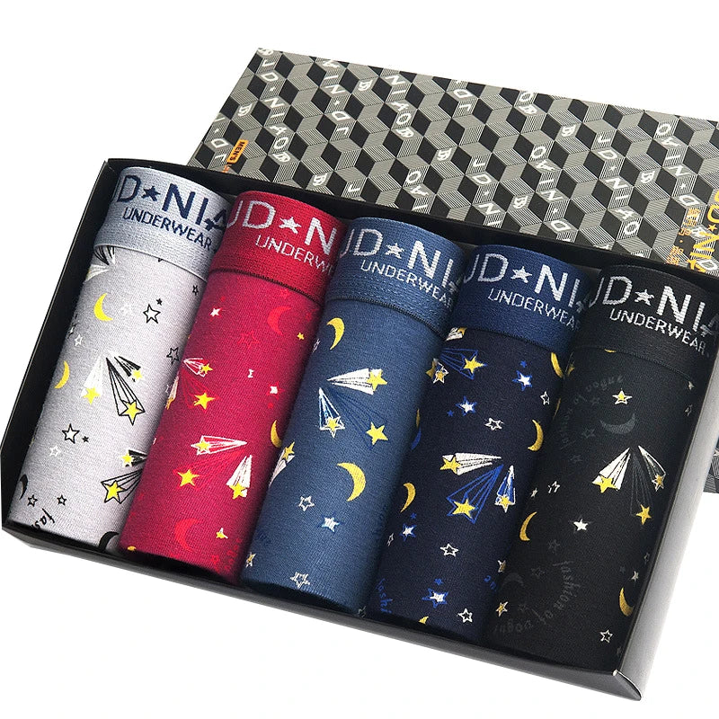 5Pcs/Lot Men Underwear Vogue Boy Boxer Mens Panties Solid Shorts Underpants Summer Men 100% Cotton Breathable Mid Waist Shorts