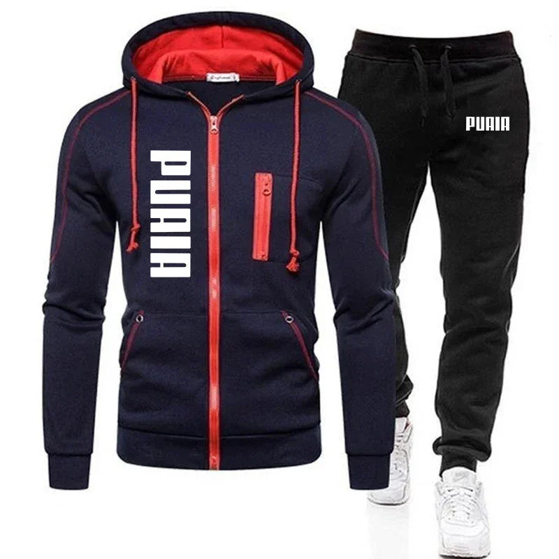 Men Jacket Tracksuit Casual Sports Suit Men's Set Autumn Winter Two Pieces Set Mens Sportswear Plus Pants Suit