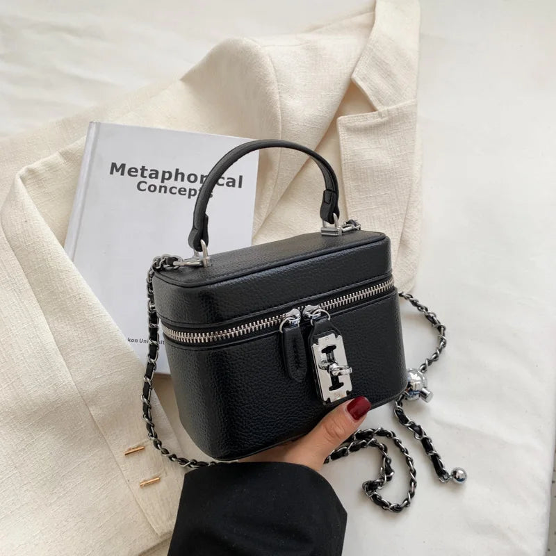 Women Square Handbags Summer Fashion Chains Crossbody Bags Texture PU Shoulder Bag Elegant Chic Mini Mobile Phone Bags