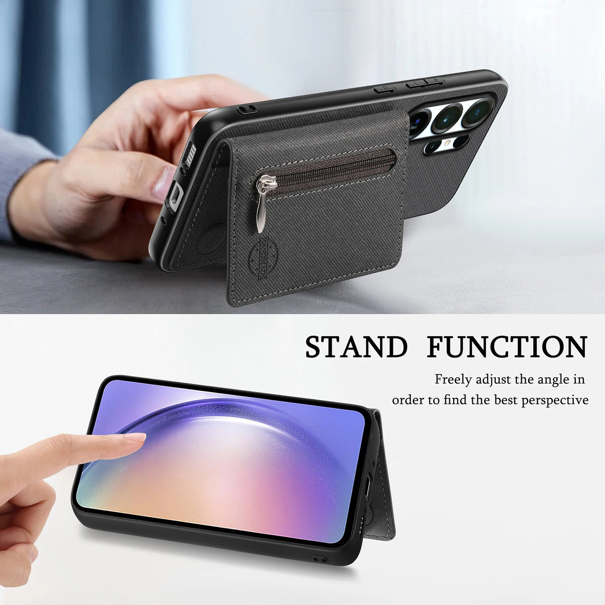 Zipper Cards Wallet Leather Phone Case For Samsung Galaxy S26 S24 S23 S22 Ultra Plus S23 S26 S25FE Purse Card Holder Stand Cover