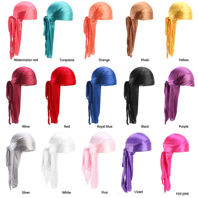 Long Tail Unisex Satin Doo Rag Durag Bandanas Cap Piratenhut Turban Herren Hip Hop Stirnband Biker Headwrap Damen Kopfbedeckung