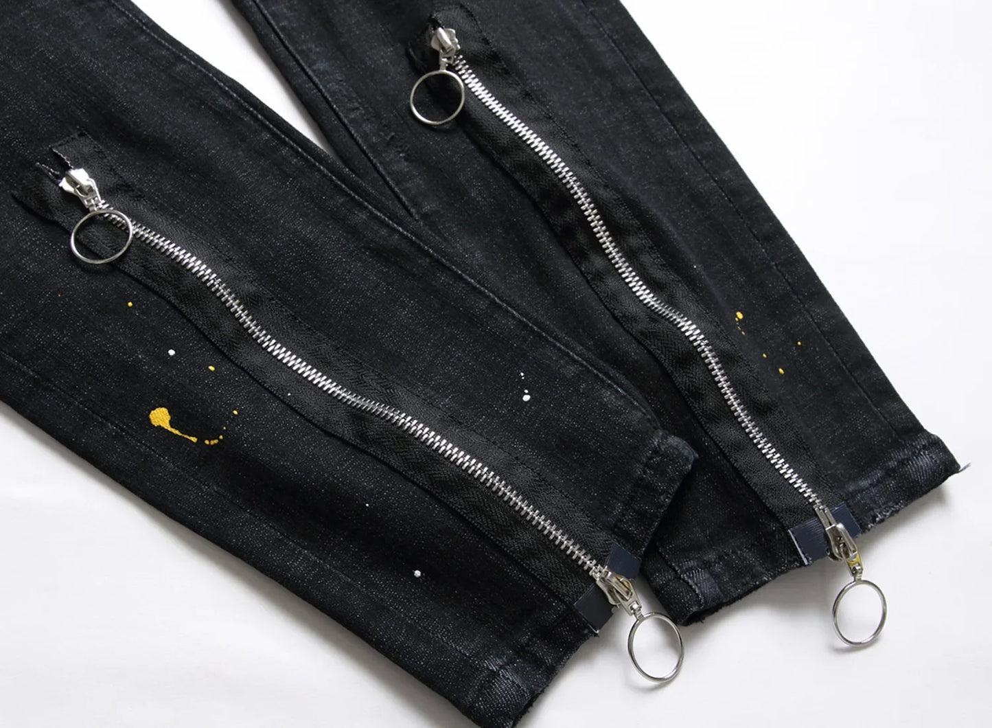 Schwarze zerrissene Jeans für Herren mit Löchern, Jeanshose im italienischen High-Street-Stil, hochwertige Slim-Fit-Jeans für Herren, Größe 38