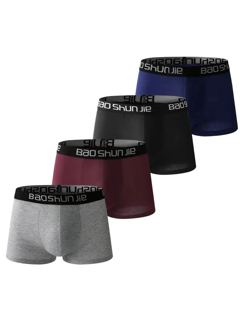 4pcs Men Underwear Cotton Men Boxer Shorts Medium Waist Breathable Men Panties Larger Size L-Lot Soft Comfortable Men Boxer