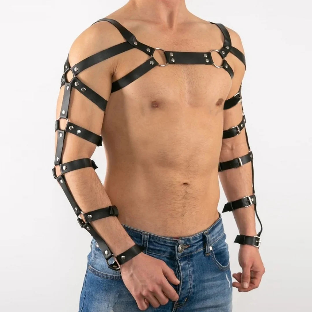 Punk Belt Black Leather Harness for Men Fashion Chest Belt Punk Nightclub Accessories Belt