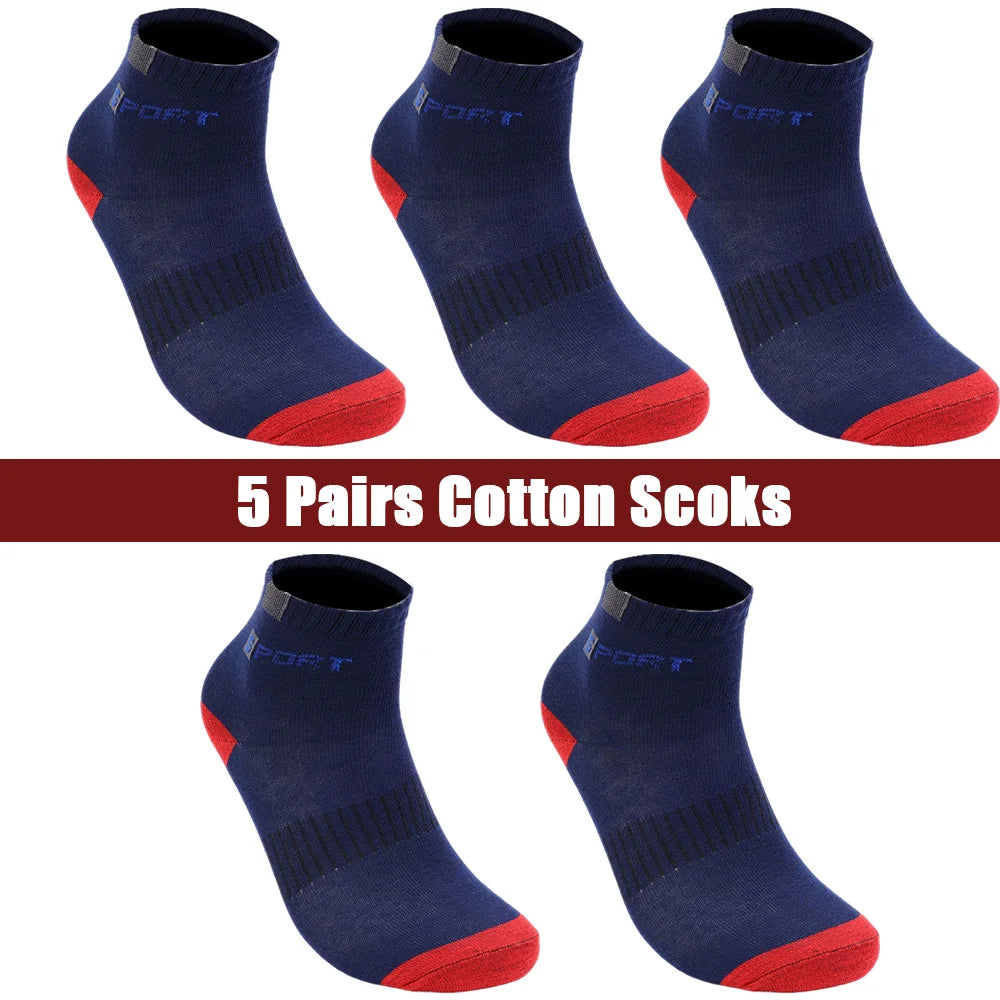 5Pairs 2025 Mens Fashion Sports Socks Spring and Autumn Sweat Absorbent Comfortable Thin Breathable Meias Socks EU 38-47
