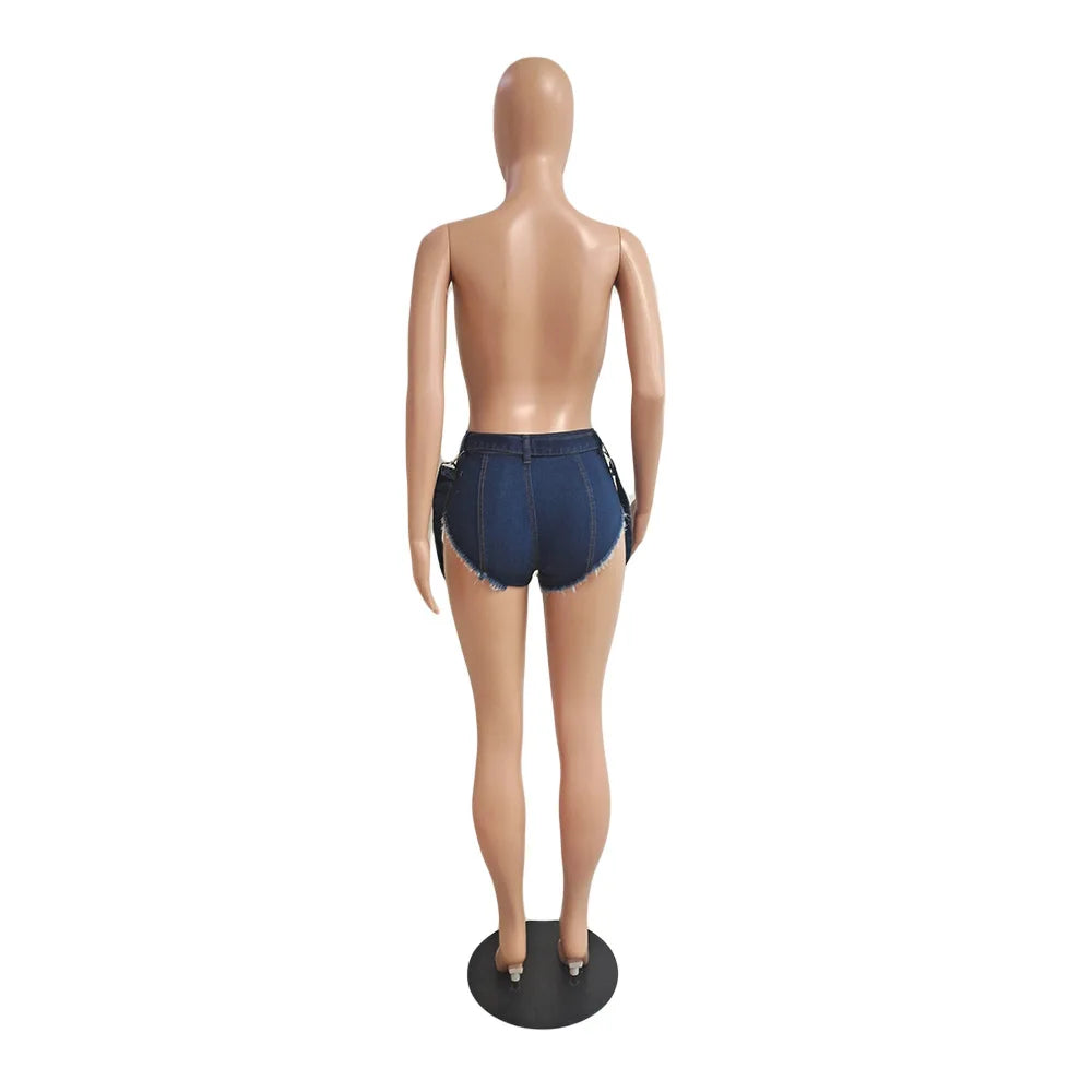 Prowow Fashion Diamond Tassel Damen Shorts Sommer Denim Superkurze Hose Neues Design Y2k Style Boutique Jeans für Party Club
